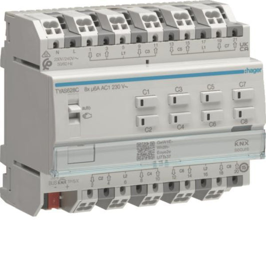 Hager Rollladen-/Jalousieaktor  TYAS628C 8-fach KNX 230V