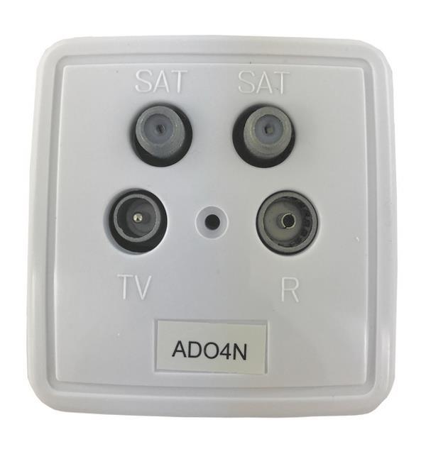 Televes TWIN-Stichleitungsdose     ADO4N 4-fach m.AP-Rahmen+Pl. reinweiß 516110