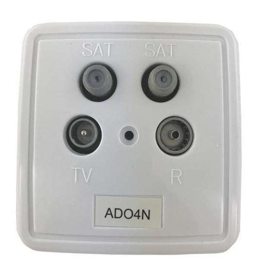 Televes TWIN-Stichleitungsdose     ADO4N 4-fach m.AP-Rahmen+Pl. reinweiß 516110