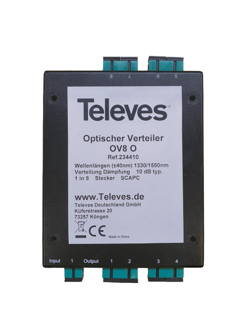 Televes Optischer 8-fach Verteiler  OV8O        Anschlüsse SC/APC -Buchsen