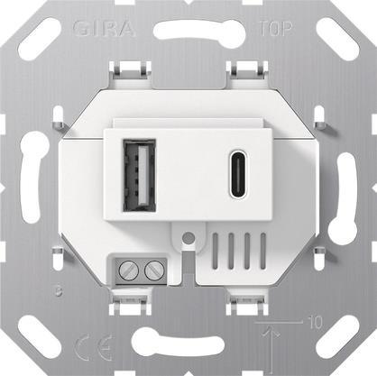 GIRA 234900 USB-Spannungsversorgung      2fach Typ A/C Einsatz Weiß