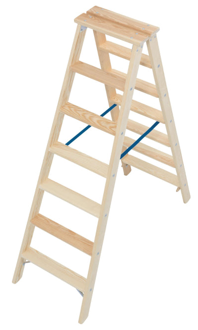 Krause Holz-Stufen-Doppelleiter 2x7      Arbeitshöhe:ca.3,10m 13,2kg       818447