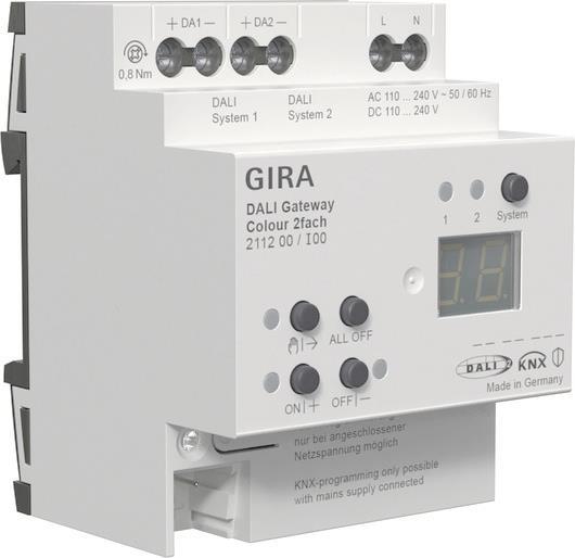GIRA 211200 DALI Gateway Colour 2f REG   KNX Secure