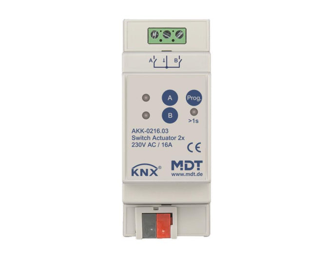 MDT AKK-0216.03 Schaltaktor 2fach 2TE    REG 16A 70 10EVG 230VAC Kompakt