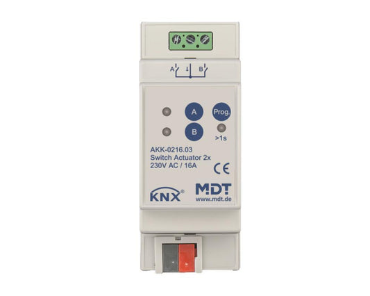 MDT AKK-0216.03 Schaltaktor 2fach 2TE    REG 16A 70 10EVG 230VAC Kompakt