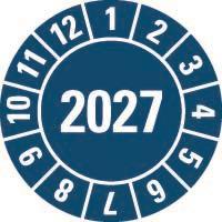 HEIN 189463 Prüfplakette 2027 blau Folie selbstklebend Ø 20mm 500/Rolle