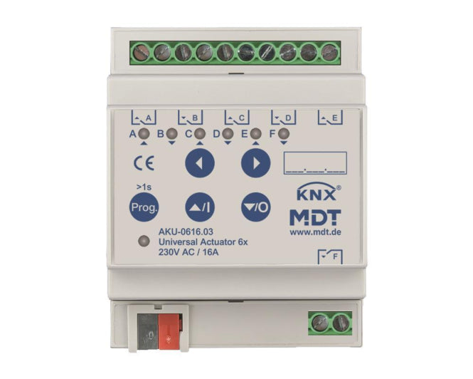 MDT AKU-0616.03 Universalaktor 6fach     4TE REG 16A 230VAC  15EVG