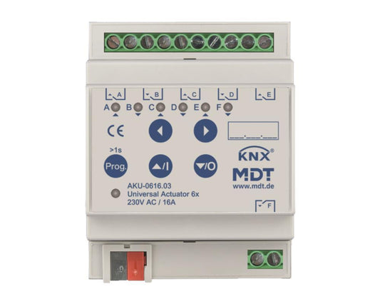 MDT AKU-0616.03 Universalaktor 6fach     4TE REG 16A 230VAC  15EVG