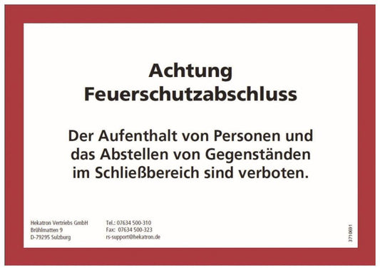 Hekatron                         3710691 Hinweisschildfür Feuer/Rauchschutztüren