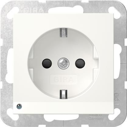 GIRA 417027 SCHUKO-Steckdose LED-Leu.+   Shutter System 55 Reinweiß seidenmatt