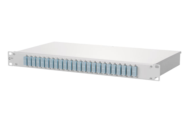 Metz OpDAT fix 24xSC-D OM3  150255BA24-E Keramik aqua bestückt 19z 1HE Spleißbox
