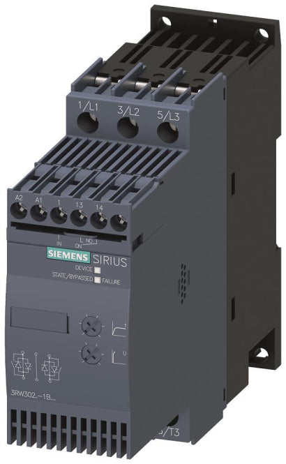 Siemens 3RW30271BB14 Sanftstarter S0     32A 15kW/400V 40°C 110-230VAC/DC Schraub