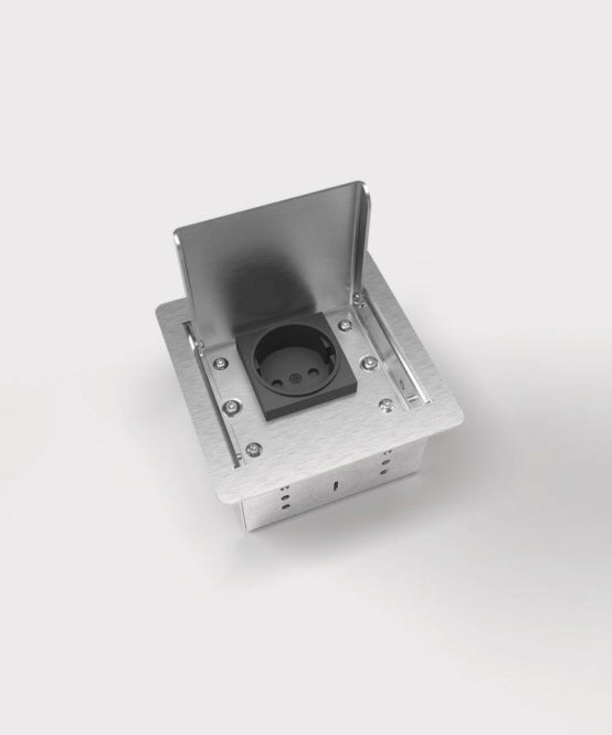 BS Bodensteckdose 3301E 1x     3301E-1-1 Schuko, Edelstahl gebürstet 3301E-1-1