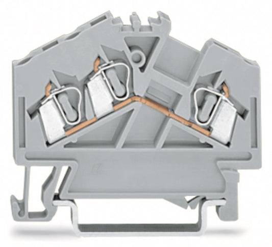 WAGO 280-641 3-Leiter-Durchgangsklemme,  2,5 mm²,mittige Beschriftung,grau