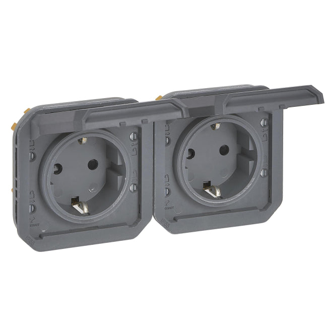 Legrand 069879L Plexo New Einsatz IP44   Steckdose 2f grau f. Einbau in Gehäuse