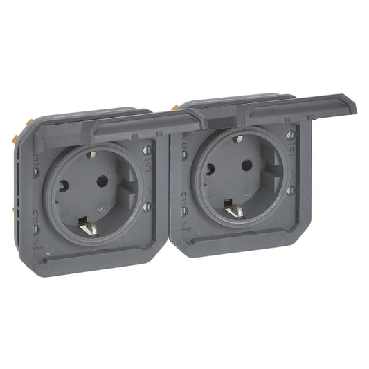 Legrand 069879L Plexo New Einsatz IP44   Steckdose 2f grau f. Einbau in Gehäuse