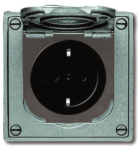 BJ UPWG Aluminium Schuko        20 EFDB2   für Wandeinbau mit 2 Einführungen M20