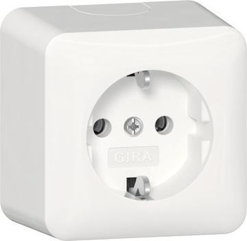 GIRA 444013 SCHUKO-Steckdose AP          m.Montageplatte Reinweiß