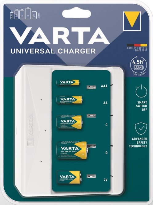 Varta 57658101401      Universal Charger Ladegerät 2 od.4 AA,AAA,C,D,1x9V NiMH