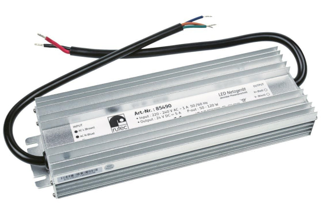 Rutec LED-Netzgerät 24V 50-120W    85490 IP67 dimmbar 220-240V AC, Phasenanschn.