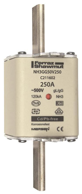 Mersen 1B375.000000 NH3 250A gG 500V     NH-Sicherung sfü spannungsführend