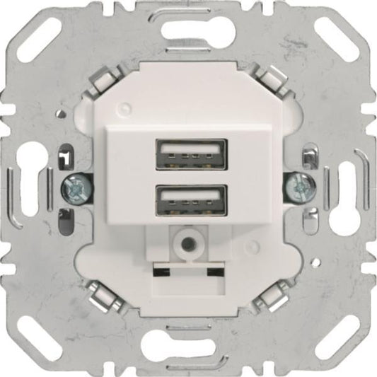 Berker USB Ladesteckdose 230V     260209 2fach 3.0A eckiger Tragring polarwei