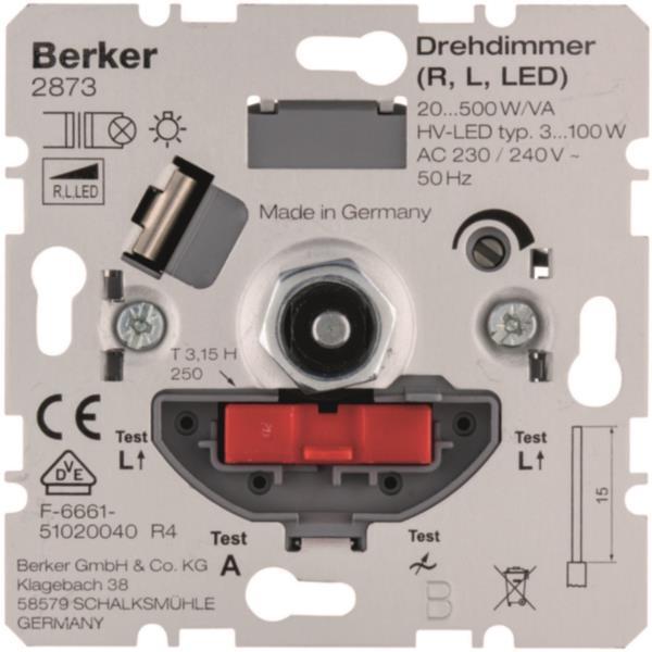 BER UP Drehdimmer NV mit Softrast.  2873    20-500W/VA  LED