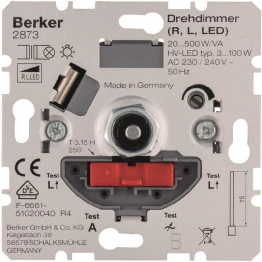 BER UP Drehdimmer NV mit Softrast.  2873    20-500W/VA  LED