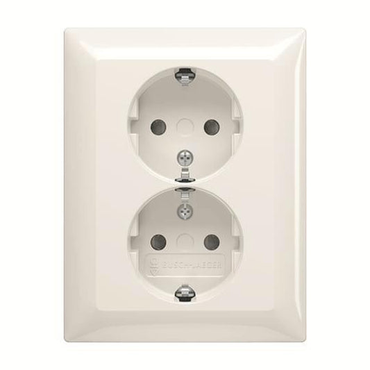 BJ SCHUKO  Doppelsteckdose  202 EUJB-914 volle Abdeckung EBS