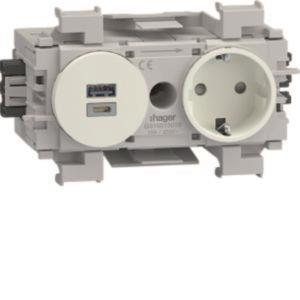 Hager Steckdose 1fach USB A+C GS16019016 15W Wago Winsta frontrast. verkehrsweiß