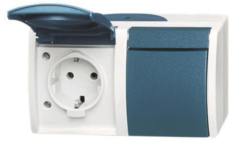 BJ APWG ocean AP Schuko        20/2EW-53   2fach waagerecht grau/ blaugrün