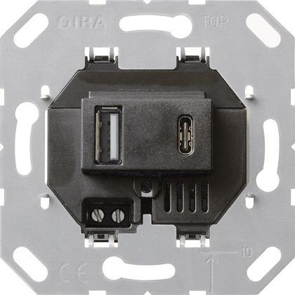 GIRA 236900 USB-Spannungsversorgung      2fach Typ A/C Einsatz Schwarz