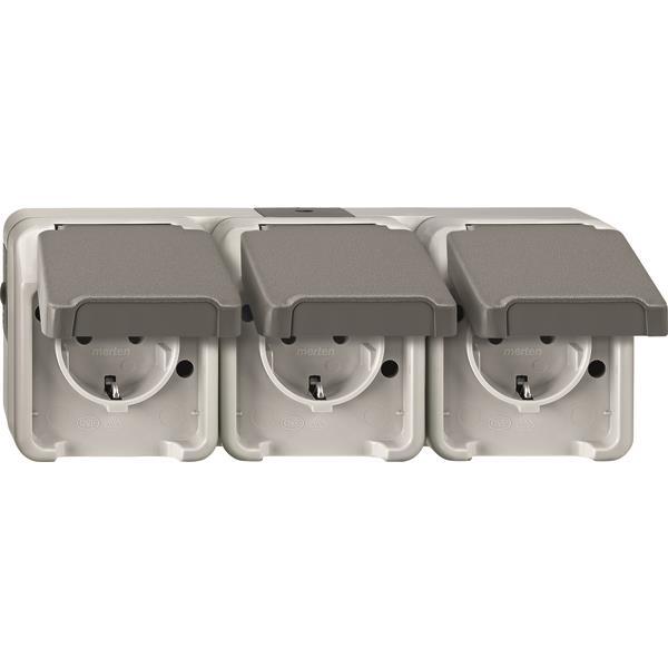 Merten SCHUKO-Dreifach-     MEG2391-8029 Steckdose lgr waag. AQUASTAR