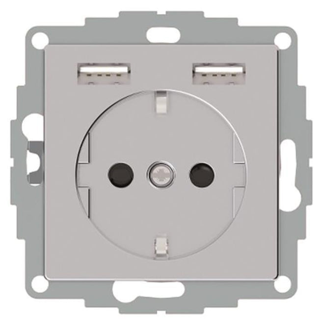 Merten Schuko-Steckdose     MEG2366-0460 m.USB Ladegerät aluminium