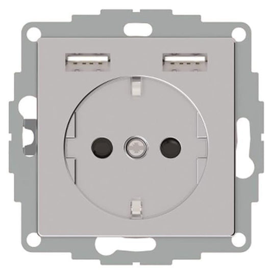Merten Schuko-Steckdose     MEG2366-0460 m.USB Ladegerät aluminium