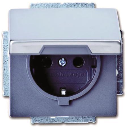 BJ pur edelstahl Schuko Kombi  20EUK-866   mit Klappdeckel Edelstahl