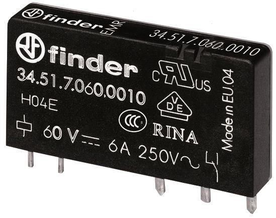 Finder Steck-/Printrelais                34.51.7.060.0010 1W 6A 60VDC