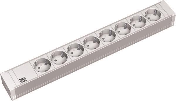 Bachmann 19" 1HE PVC 8xSchuko    333.601 Strom 2m Schuko