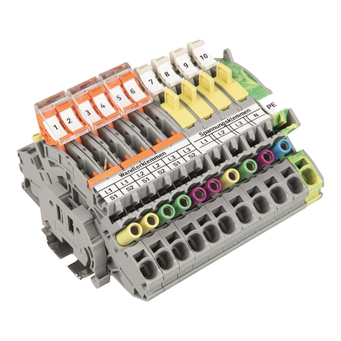 WAGO 821-202 Stromwandlerklemmenblock,3  Wandler m.Spannungen u.N/PE,mehrfarbig