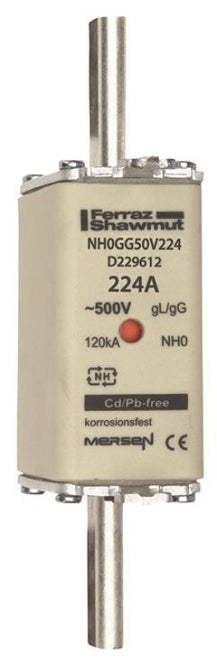 Mersen Sicherungseinsatz     NH0GG50V224 gG Gr.0 AC500V 224A sfü Kombikennmelder