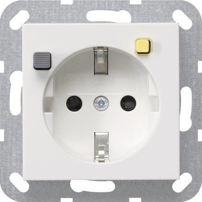 GIRA 267703 FI-Schutzsteckdose 30mA      m.Shutter System 55 Reinweiß glänzend