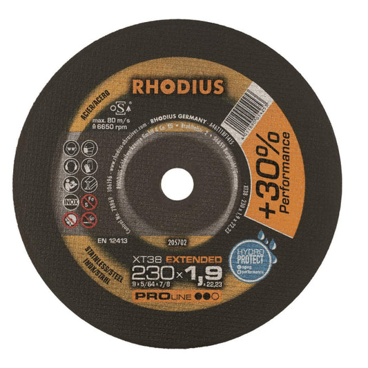 Rhodius Trennscheiben XT 38       205702 230x1,9x22,23 Extradünn        Edelstahl