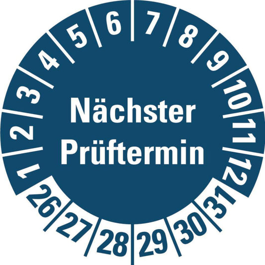 HEIN 185778 Prüfplakette NP              26-31,bl,PF,Ø20mm,500/RO