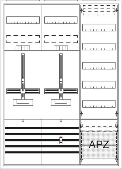 Striebel Komplettschrank mit APZ  DA37CG 3-Punkt 1100x800mm 2 Zählerpl.+ 1 Vertf.