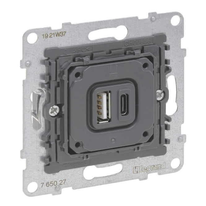 Legrand 765027 SEANO Einsatz 2f          USB-Ladesteckdose Typ A+C m.Ladestrom 3