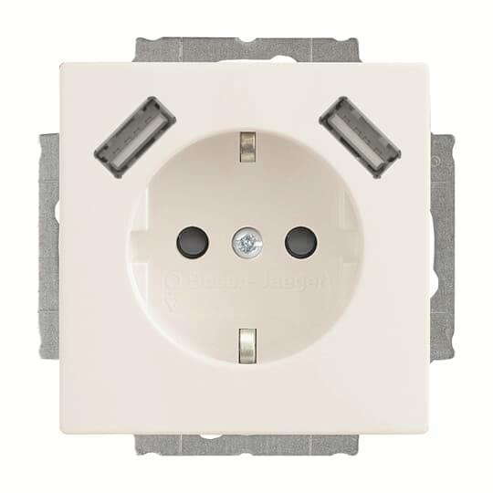 BJ Schuko/USB Steckdose   20 EUCB2USB-84 solo Busch-USB-Ladestation studioweiß