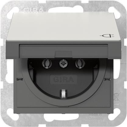 GIRA 4454600 SCHUKO-Steckdose            Klappdeckel System 55 Edelstahl