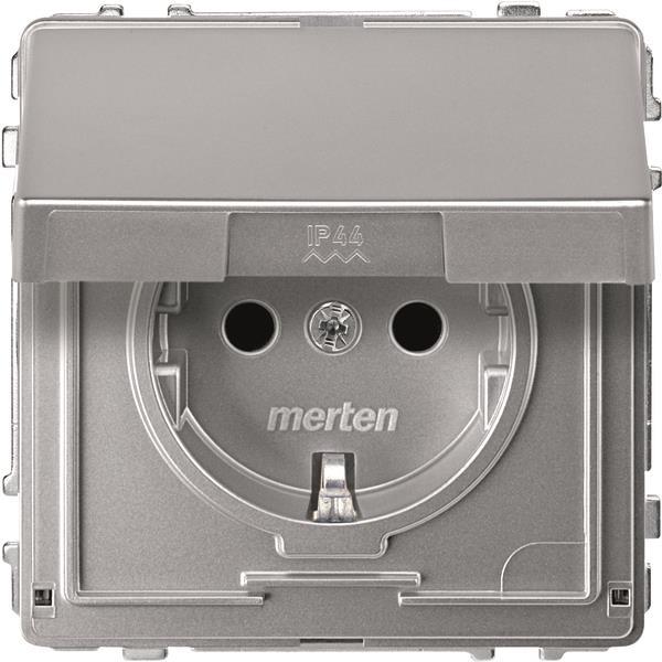 Merten SCHUKO-Steckdose BRS MEG2310-7260 m.Klappdeckel StK aluminium AQUADESIGN