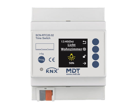 MDT SCN-RTC20.02 Schaltuhr m.20Kanälen   u.aktivem Farbdisplay 4TE REG