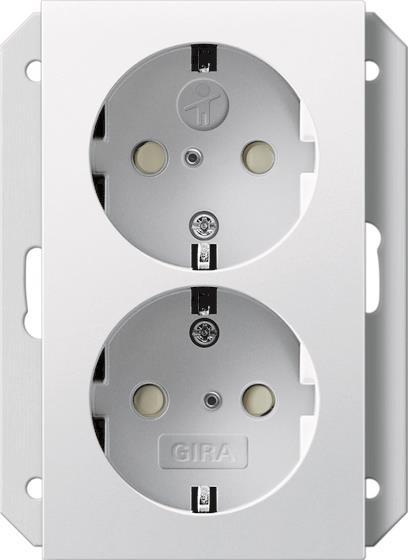 GIRA 273103 SCHUKO-Doppelsteckdose SH    f.UP-Dose 1f System 55 Reinweiß glänzend